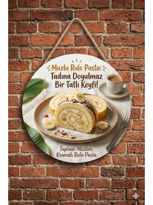 Mayeka Muzlu Rulo Pasta Temalı Tatlıcılar Pastaneler Restoranlar Için Ahşap Duvar Kapı Dekoratif Süs Tablo