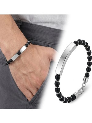 Moncuk Design Oniks Beyaz Isim Yazılabilir ve Ayarlanabilir Çelik Zincir Bileklik 33512B29D1