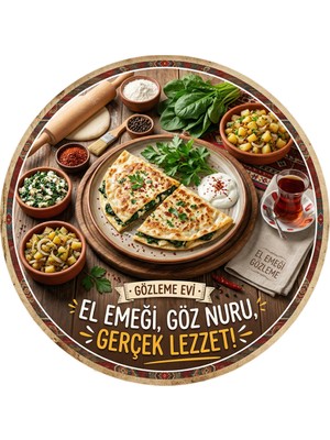 Mayeka Gözleme Temalı Börekçiler Kahvaltıcılar Cafeler Için Ahşap Duvar Kapı Dekoratif Süs Tablo