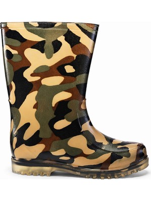Fafatara Kamuflaj Desenli Su Geçirmez Yağmur Çizmesi Kaymaz Taban Bahçe ve Outdoor Kullanım