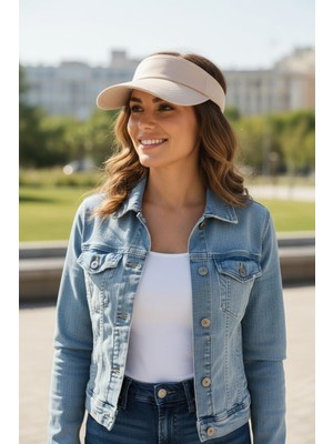 Eleven Markets Unisex Uv Koruyucu Vizör Kasket Siperlik Tenis Gabardin Şapka Bej