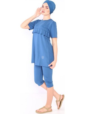 Arabul Lacivert Kısakol Tesettür Mayo