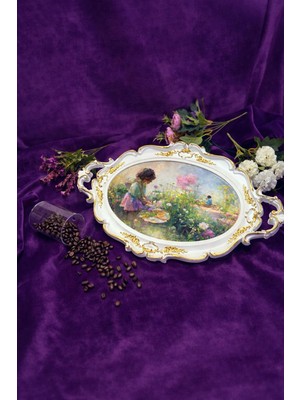Zucci Home Hürrem Lüx Sunum Tepsisi | Bahar Hatırası - Dekoratif Servis Tepsisi | 48X28 cm