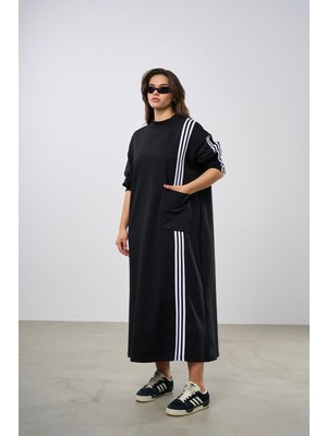 HANIQA Şeritli 2 Iplik Kumaş Elbise