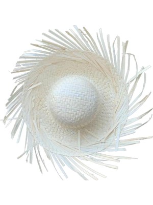 Freedom Storee Tropikal Parti Beyaz Hasır Hawaii Şapkası 13X36 cm