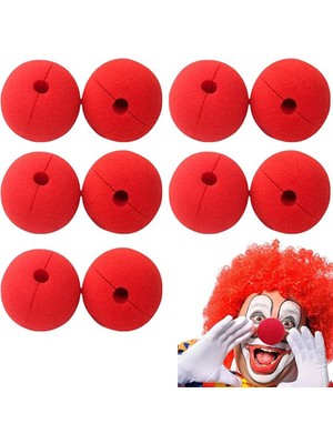 Freedom Storee Kırmızı Renk Sünger Palyaço Burnu Takma Burun 10 Adet