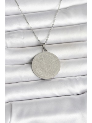 Flamex 316L Çelik Gümüş Renk Ayetel Kürsi Yazılı Kolye