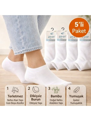 Baff Bambu Patik Çorap 5'li Paket Unisex