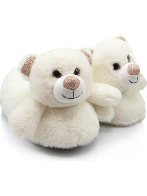 Twigy Bear Kadın Hayvanlı Ayıcık Kışlık Ev Pandufu Beyaz Renkli Yumuşak Materyal
