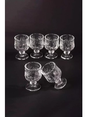 Royaleks Group Ayaklı Kahve Yanı Bardağı Kristal Kesim Shot Bardak 7cm x 4 cm 6 Lı Set