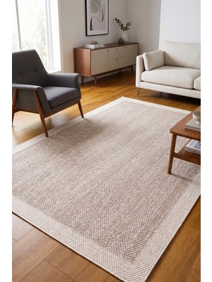 Melaris Halı Yeni Nesil Çerçeveli Sisal Yumuşak Dokuma Kilim Kaymaz Pamuk Taban Bordürlü Halı