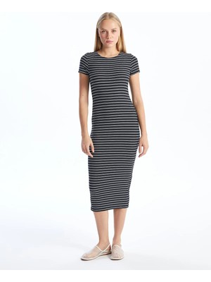 Lc Waikiki Yeni Sezon Bisiklet Yaka Çizgili Kadın Elbise