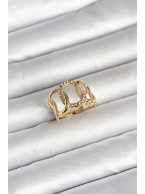 Flamex 316L Çelik Gold Renk Samanyolu Model Kadın Yüzük