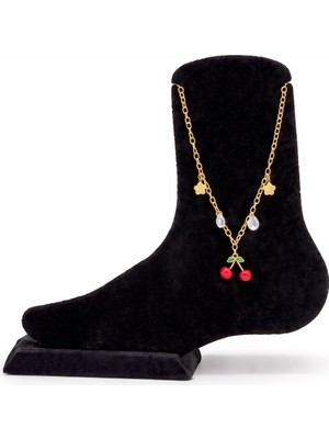 Pangu Mineli Kiraz Figürlü Zirkon Taş Detaylı Çelik Halhal