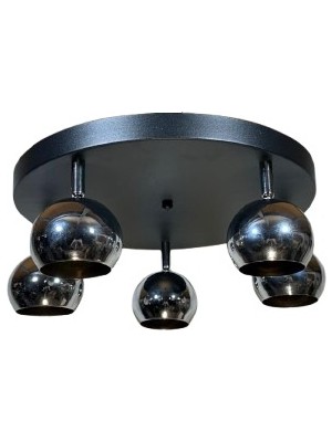 Rsylight Retro Metal Krom 5 Li 180 Derece Hareketli LED Spot Avize Günışığı Ampullü
