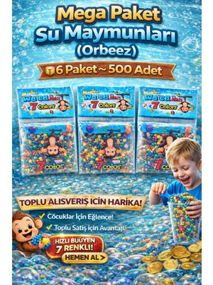 Hk Nova 6 Paket Suda Büyüyen Su Maymunu 500 Adet Renkli Eğlenceli Hediye Oyuncak