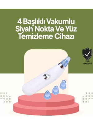 Midas Toptan Home USB Destekli 4 Başlıklı Siyah Nokta Vakum Cihazı – Gözenek Temizleyici ve Cilt Yenileyici Bakım Aleti