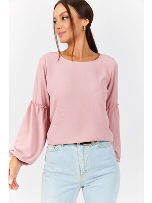 Armonika Kadın Pudra Kolu Balonlu Bluz ARM-22Y001138