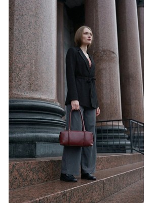 Armonika Kadın Siyah Beli Büzgülü Bağlamalı Oversize Ceket ARM-26Y001082