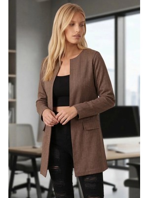 Armonika Kadın Vizon Beli Dikişli Uzun Ceket ARM-26K001091