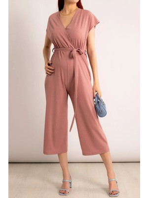 Armonika Kadın Gül Kurusu Kruvaze Beli Kemerli Tulum ARM-20Y042008