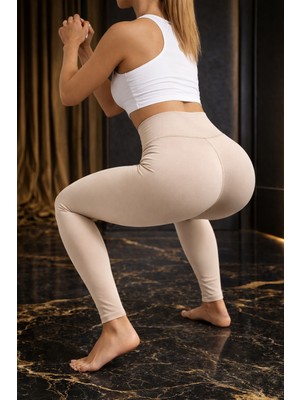 Arkkad Kadın Koyu Gri Yüksek Bel Pamuklu Spor Tayt