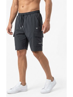 Sparrow Erkek Regular Fit Hızlı Kuruyan Baskılı Cırtlı Komando Cep ve Yan Cepli Spor Şort