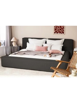 Vivense Lena Baza Başlık Seti, Antrasit, 160X200 cm