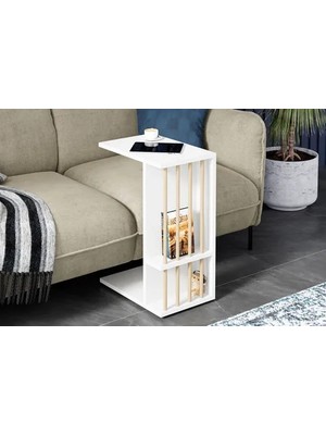 Vivense Dion Tekerlekli Yan Sehpa, Beyaz