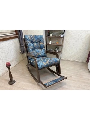 Vivense Kontes Sallanan Sandalye, Mavi, Koyu Ceviz