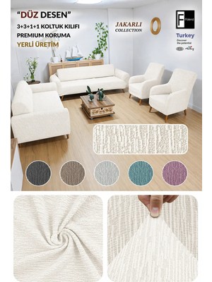 Faiend Jakarlı Düz Desen Esnek Kanepe kılıfı Tamıkı Koltuk Örtüsü 3+3+1+1 Yıkanabilir koltuk Kılıfı Kanepe Çekyat örtüsü Takımı Taş gri