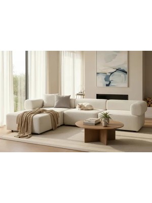 Vivense Alba Bukle Modüler Köşe Koltuk, Beyaz