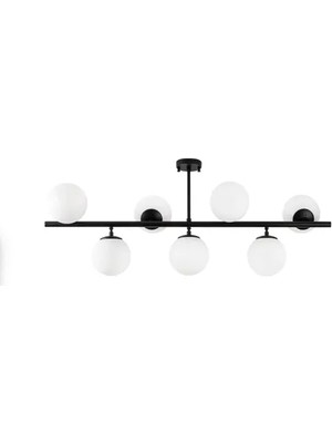 Vivense Ecem Plafonyer Yedili Avize, Beyaz Camlı Siyah Kasalı