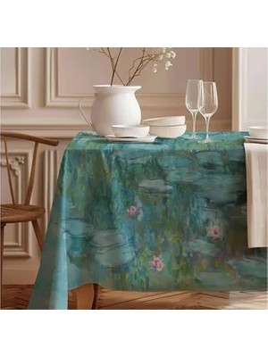 Vivense Nilüfer Bahçesi Pamuk Masa Örtüsü, 100X100 cm