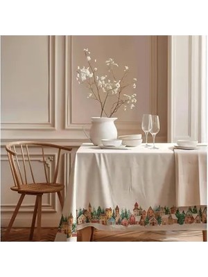 Vivense Karlı Köy Pamuk Masa Örtüsü, 100X100 cm