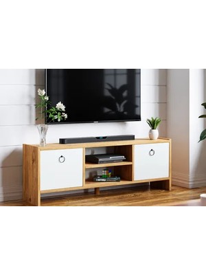 Vivense Ravel Televizyon Sehpası, Beyaz Kapaklı, 120 cm