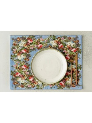 Vivense Rönesans Çiçekleri Pamuklu Dört Adet Amerikan Servisi