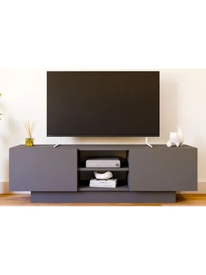 Vivense Dora Çift Kapaklı Televizyon Sehpası, Antrasit, 140 cm