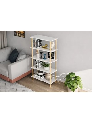 Vivense Pina Dekoratif Kitaplık, 5 Raflı, Beyaz