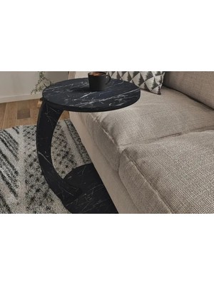 Vivense Cleo Tekerlekli C Sehpa Tekerlekli Yan Sehpa, Siyah