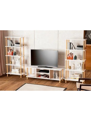 Vivense Intergo Tv Ünitesi 2 Kitaplıklı, Beyaz