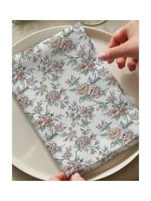 Vivense Romantik Çiçekler Pamuklu Altı Adet Peçete