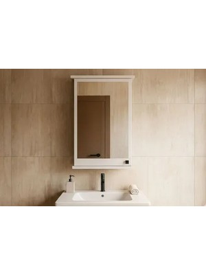 Vivense Ruda Tek Kapaklı Aynalı Banyo Dolabı, Beyaz