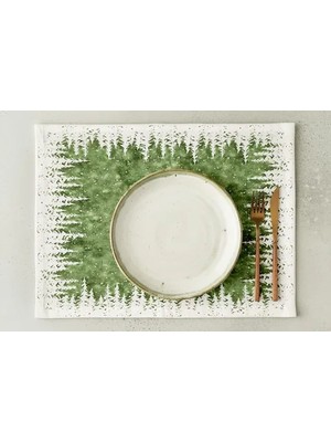 Vivense Kış Ormanı Pamuklu Dört Adet Amerikan Servisi