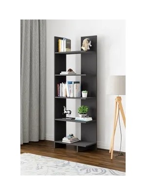 Vivense Aura Asimetrik Kitaplık, 5 Raflı, Antrasit