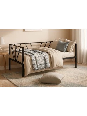 Vivense Alchera Daybed Metal Karyola, Siyah, 90X190