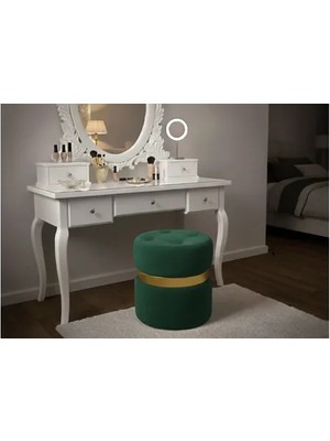 Vivense Kapitoneli Yuvarlak Puf, Yeşil