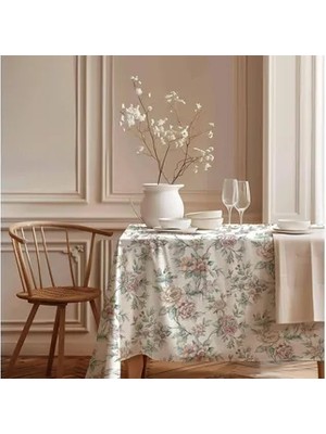 Vivense Romantik Çiçekler Pamuk Masa Örtüsü, 100X100 cm