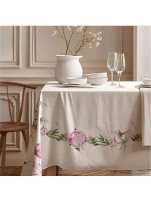 Vivense Soft Floral Pamuk Masa Örtüsü, 100X100 cm