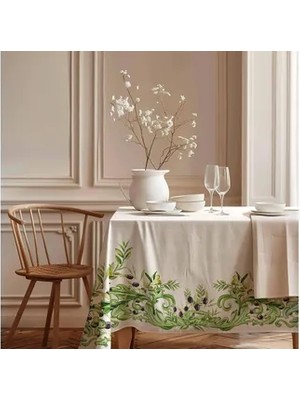 Vivense Zeytin Bahçesi Pamuk Masa Örtüsü, 100X100 cm